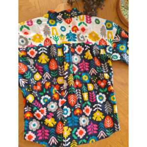 Camisa Larga con Estampado Floral para Mujer, Dos Tonos, Transpirable, Popelina Cambray 60X60, Manga Convencional, 100% Algodón, Estilo Vintage Coreano Informal - Product Image 5