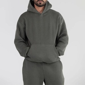 Winter Streetwear Hooded Fleece Hoodie Sweat <b>Pants</b> Set Men Unisex 100% Cotton Breathable Quick Dry Drawstring Closure - Product Image 3