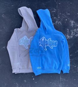 Sweat à capuche unisexe 100% coton lourd hiver chenille française solide brodée logo personnalisé décontracté teint en plaine vente en gros raisonnable - Product Image 1