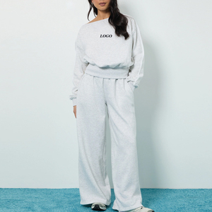 Conjunto Deportivo de Dos Piezas para Mujer, Diseño Personalizado, Talla Grande, Precio al por Mayor, Diseño Casual con Hombros Caídos y Cintura Elástica - Product Image 1