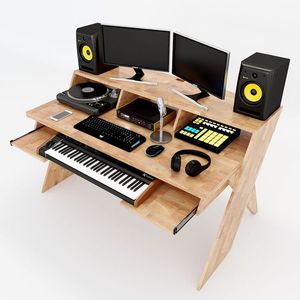 Bureau de studio Bureau en bois de caoutchouc avec pieds en X pour bureaux à domicile ou affaires Finition bois moderne BLV036 - Product Image 3