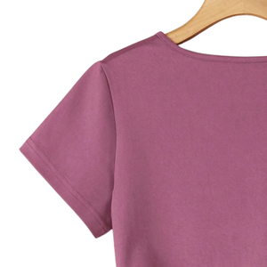 Camiseta de Manga Corta con Cuello en V para Mujer, Transpirable, Informal, Verano, Detalle de Nudo Lateral, Suave, Ligera, Cómoda para Uso Diario - Product Image 4