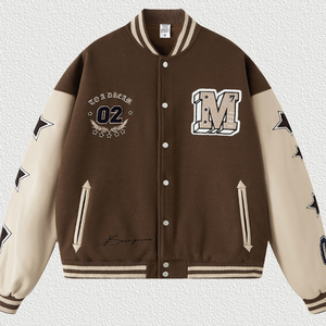 Veste universitaire OEM pour hommes avec support vêtements d'hiver vintage blouson de baseball bombardier en cuir avec logo brodé personnalisé - Product Image 1