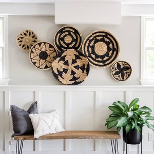 Panier mural en paille tressée traditionnelle vietnamienne fait à la main, décoration d'intérieur, articles en bambou tressé - Product Image 3