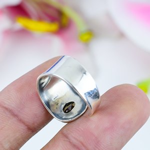 แหวนแต่งงานเงินสเตอริงทำด้วยมือ925อัญมณีสโมคกี้ธรรมชาติพร้อมตัวเรือนชุบเงินวินเทจเทคโนโลยีการตั้งค่า - Product Image 2