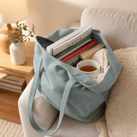 Sac fourre-tout en toile pour femme, grand sac à bandoulière, logo personnalisé, vert sauge uni, sac de courses réutilisable