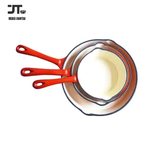 搪瓷铸铁3件套煎锅，6/8/10英寸铸铁多功能，重型厨师优质烤盘炊具套装
