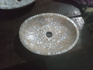 อ่างล้างหน้าแบบฝังมุกหรูหราอ่างล้างมือในห้องน้ำไม้ถูพื้นจริงของแม่มุกอ่างล้างหน้าในห้องน้ำโดย fwe - Product Image 2