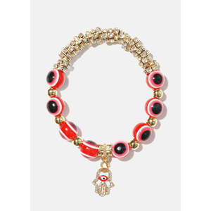 Pulsera con Dijes Finos A3shop con Ojo Turco y Mano de Hamsa, Símbolo de Protección y Buena Suerte, Joyería Hecha a Mano - Product Image 2