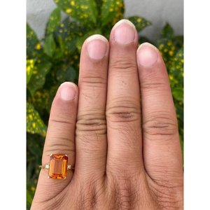 Bague en acier inoxydable plaqué or 14 carats avec citrine miel, style vintage tendance, sertissage incrusté, qualité supérieure, pour fiançailles, taille unique - Product Image 6