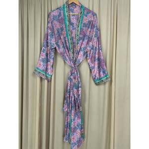Recycled Silk Sari Women's Boho Chic Vintage <b>Beach</b> Cover Dress <b>Robe</b> for Resort Wear Gypsy House Kimono for Lounge Swimsuit - Product Image 5