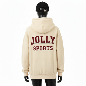 Sudadera con capucha para mujer, tejido polar de 300 g/m², color beige cálido, bordado con logotipo personalizado, estilo urbano, sudaderas básicas para mujer - Product Image 2