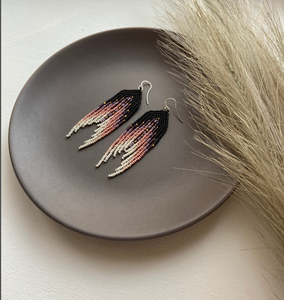 Ivory Ombre Seed Bead Earrings Native Earring - Fringe Earring - Product Image 1