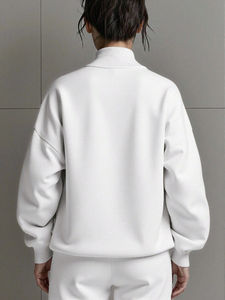 Sweat-shirt à capuche en molleton de couleur unie à demi-fermeture éclair d'hiver pour femmes personnalisées épais et chaud avec des caractéristiques coupe-vent respirantes - Product Image 2