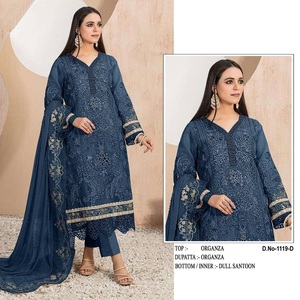 Heavy <b>Organza</b> <b>Silk</b> Sequence Embroidered Pakistani Clothing Salwar Kameez Suit Set for Party and Wedding Occasions at Best Prices - Product Image 3