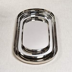 Plateau de service élégant en acier inoxydable et aluminium, design moderne pour la décoration de table basse, les collations du petit-déjeuner, les boissons, la présentation - Product Image 5