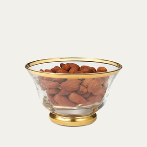 Bol de service en verre lavable au design européen de luxe, base dorée, bol décoratif en verre pour la maison, la cuisine et les hôtels - Product Image 1
