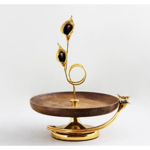 ที่วางเค้ก2ชั้นทันสมัยที่ทำจากไม้ที่วางคัพเค้กพร้อมที่วางเค้กสีทองสำหรับงานเลี้ยงวันเกิดงานแต่งงาน - Product Image 6