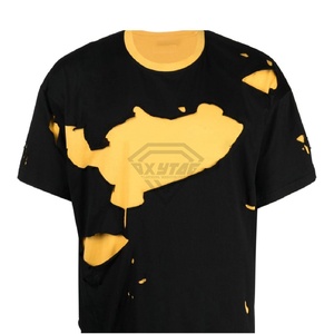 Camiseta de algodón con diseño sólido desgastado de los mejores fabricantes al por mayor para hombre, manga corta con logotipo personalizado, precio bajo a la moda - Product Image 4