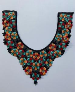 Motifs de cou brodés de luxe pour robes et hauts Décolletés brodés personnalisables pour les fabricants de vêtements qualité 100% - Product Image 3