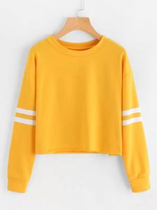 Sudadera corta de mujer de algodón 100% más vendida, sudadera de manga larga con hombros descubiertos - Product Image 2