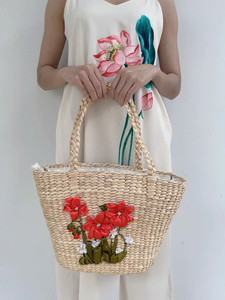 Colección May Tre LTL, bolsos de jacinto de agua Natural hechos a mano ecológicos, dos asas, cierre de puño abierto, diseño de moda - Product Image 6