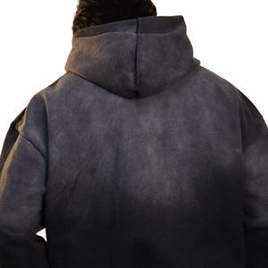 Qualité supérieure Double Pigment Wash 500 GSM Coton Mélangé À Capuche Drop Shoulder Cropped Fit Hoodies - Product Image 6