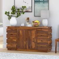 Grand buffet de salle à manger rustique moderne en teck massif à 8 tiroirs, écologique, durable, de luxe, pour le salon