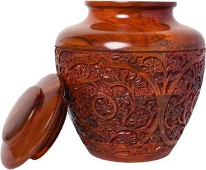 Urna de cremación funeraria para cenizas humanas con bolsa de palisandro y terciopelo de gran capacidad de hasta 200 pulgadas cúbicas, entierro conmemorativo - Product Image 1