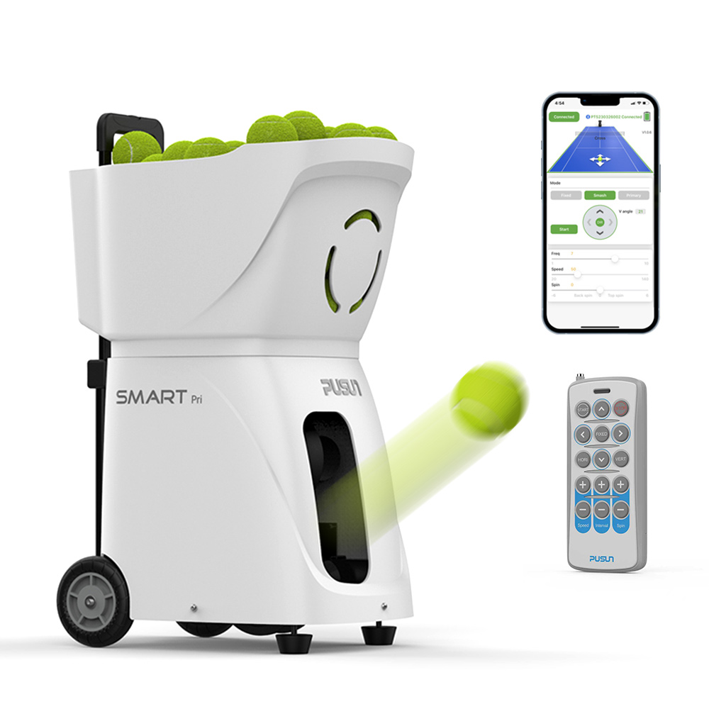 PUSUN SMART PRI APP Controlled Tennis Ball Machine Outdoor Indoor Training Shooting Equipment for Stadium/Sports Ground