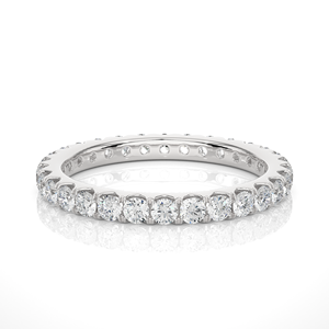 Bague d'éternité en diamant de laboratoire taille brillant, or massif 14 carats, motifs vintage, sertissage complet à griffes, pour femme - Product Image 2