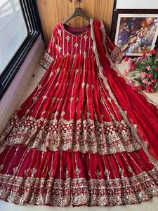 Colección de Vestidos Anarkali de Diseñador, Vestido Anarkali de Georgette Pesada con Bordado de Lentejuelas y Sharara con Dupatta a Precio de Mayoreo - Product Image 4