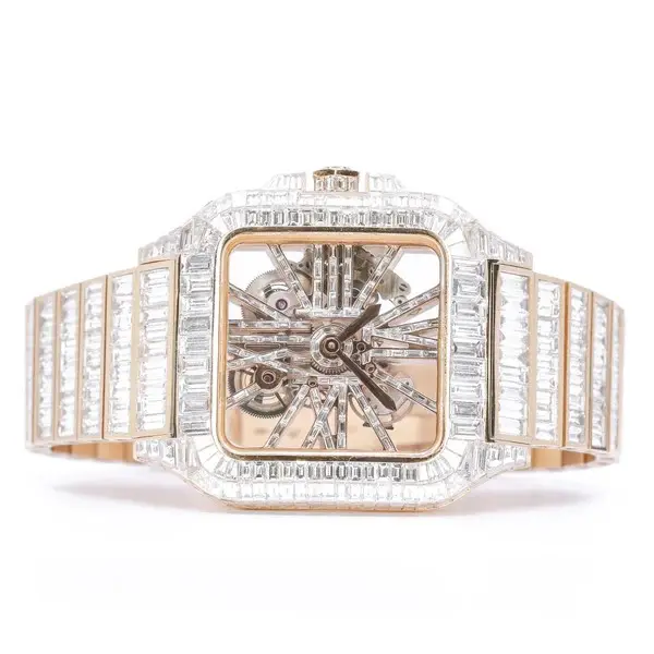 Resistente al agua hielo diseño antiguo diamante reloj VVS moissanite Diamante Real hombres mujeres relojes de vendedor indio