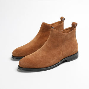 Top Grain Cow hide Short Boots with Breathable Lining and Wear Resistant for Daily S <b>hoes</b> Commute and Outdoor Boots - Product Image 6