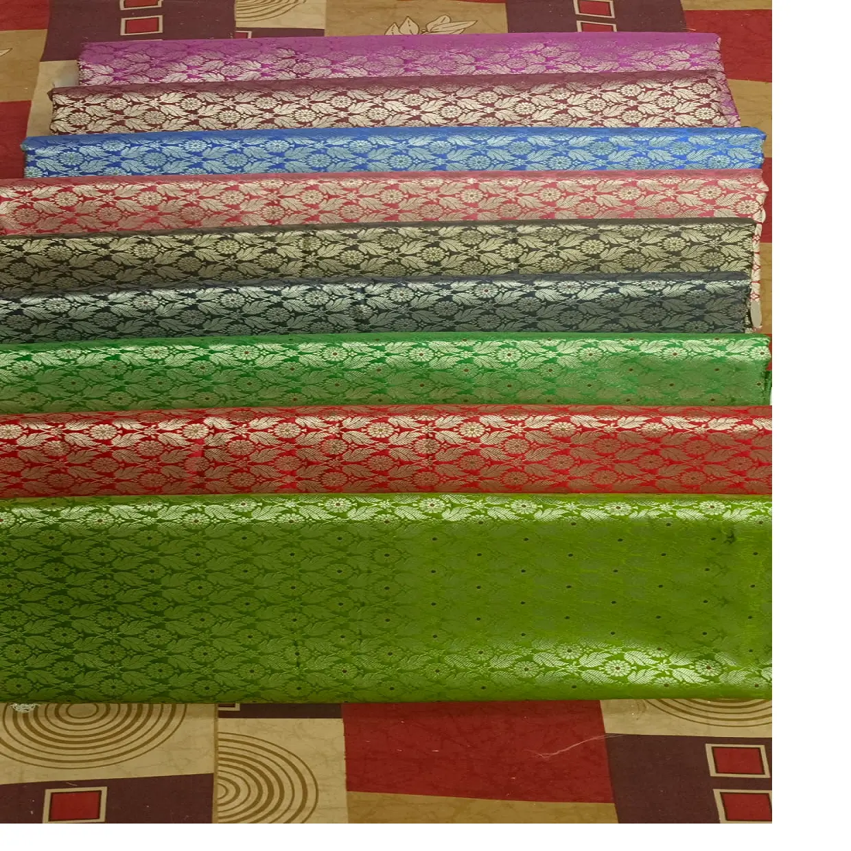 custom made kinkhab brocade silk fabrics in multi colours ideal for making dresses suitable for dress designers