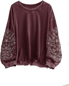 Sudadera de Mujer de Talla Grande con Bordado Floral de Alta Calidad OEM 2025, Manga Larga, Cuello Redondo, Informal - Product Image 1