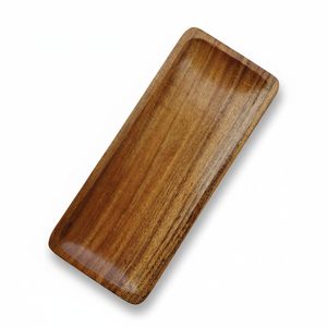 Plateau de service rectangulaire en bois plat simple, grand, en acacia, plateau de service décoratif empilable, plateau de service pour desserts disponible - Product Image 5