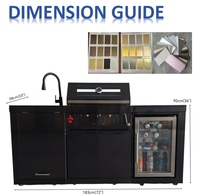 Barbecue au charbon de bois moderne haut de gamme pour cuisine de jardin, en acier inoxydable, 68L, avec évier noir et armoire réfrigérateur, livraison en 3 jours