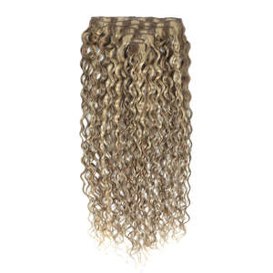 Extensiones de Cabello con Clip de 8 Pulgadas, Cabello Virgen Liso Yaki 3B # 8/22 Reflejos rubios canela arena - Product Image 4