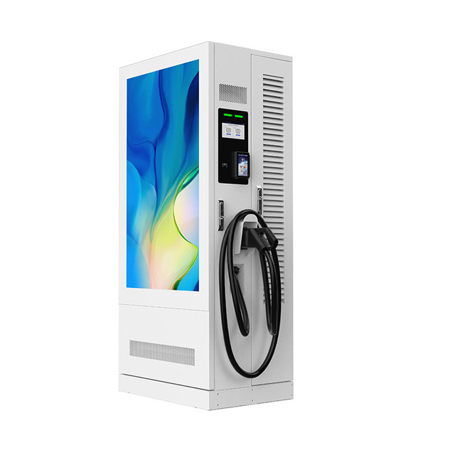Gbt Type1 2 AC DC Charging Gun Integrated EV Charging Station 14kW 42kW Commercial Ev Charger with Advertising Display Screen