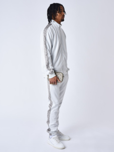 Conjunto de prendas de vestir de invierno a la moda para hombre, 100% algodón, estampado, diseño a rayas, Sudadera con capucha y cremallera, pantalones de chándal transpirables cálidos - Product Image 2