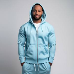 ชุดเซ็ทลำลองแฟชั่น ทูพีซ เสื้อฮู้ดซิปเต็มตัวผ้าฟลีซเทคผสมผ้าฝ้าย สำหรับฤดูหนาว ไซส์พลัส สไตล์สปอร์ต  พร้อมโลโก้สั่งทำได้  แบบยูนิเซ็กส์ - Product Image 4