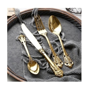 Ensemble de couverts en acier inoxydable de luxe de qualité polie or couteau fourchette cuillère pour restaurant usage domestique - Product Image 4