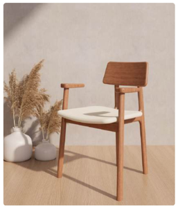 Chaise de salon scandinave moderne en bois avec dossier et accoudoirs solides, design ergonomique pour l'ameublement de la maison - Product Image 5