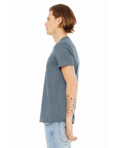 T-shirt unisexe à manches courtes et col en V chiné CVC coupe régulière col en V T-shirt respirant en mélange d'ardoise chinée CVC pour les commandes en gros - Product Image 3