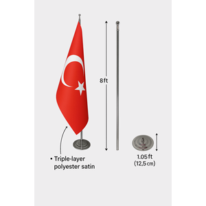 Turkiye Official Indoor Custom <b>Flag</b> 3x5ft Pennant Style Digital Printing on Polyester with Aluminum <b>Pole</b> <b>for</b> Car Display - Product Image 6