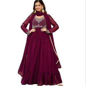 ผ้าเรยอนสำหรับผู้หญิงประดับลูกปัดปักลายดอกไม้บาน - Product Image 1