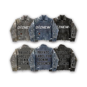 Jaqueta <span class=keywords><strong>Jeans</strong></span> DiZNEW Masculina com Logo Personalizado 2026 Estilosa e Luxuosa Marca Designer Jaqueta de Denim com Zíper Vintage - Product Image 1