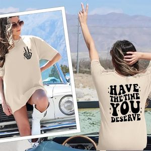 T-shirts graphiques décontractés surdimensionnés pour femmes hauts drôle conception squelette t-shirts d'été avec impression bouffante mériter la chemise de jour - Product Image 2