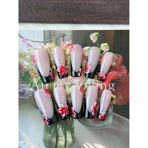 Arte de uñas postizas con diseño de flor de cerezo negro - Product Image 3
